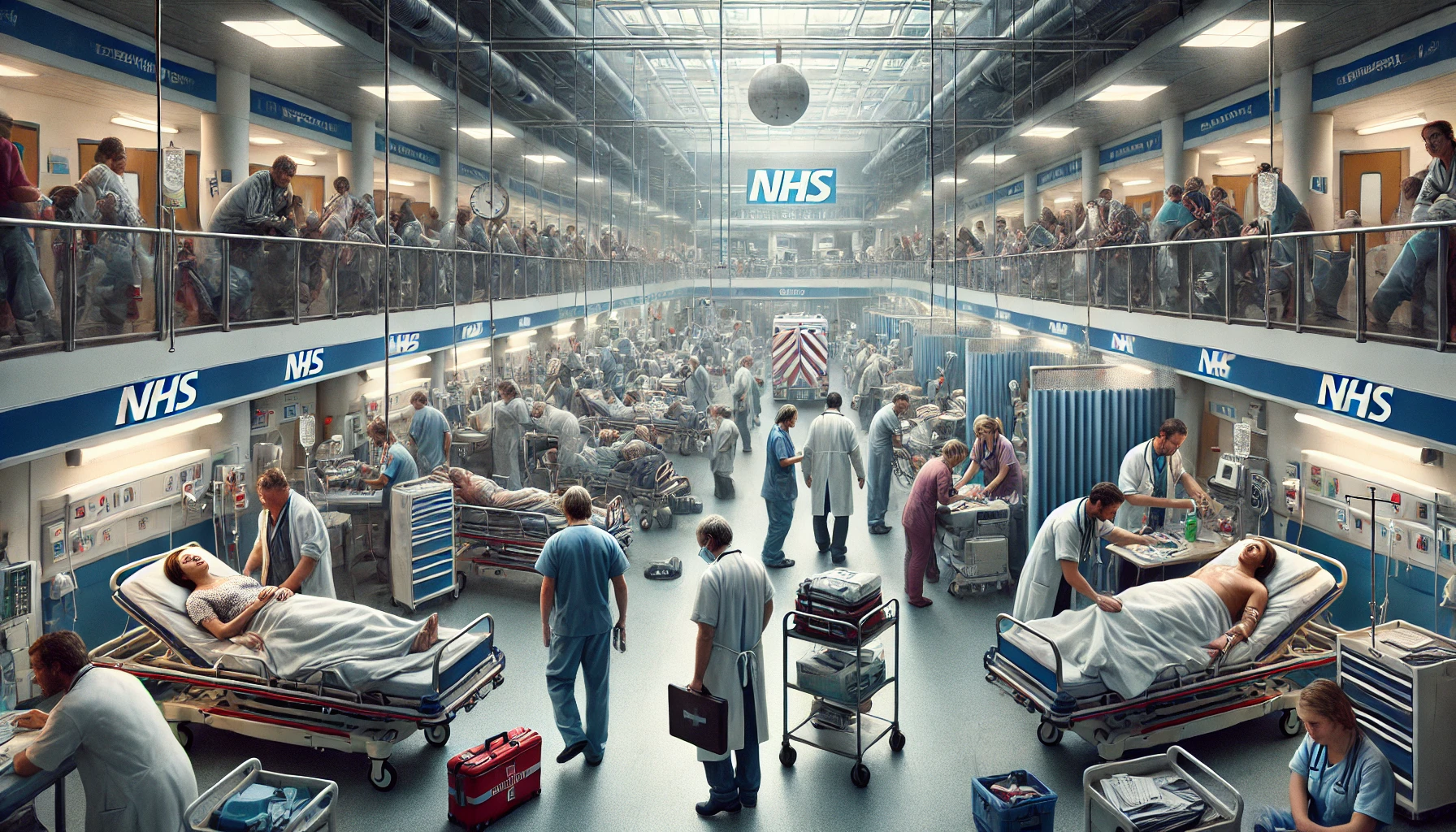 A-detailed-digital-painting-of-an-overstretched-NHS-UK-hospital.-The-scene-is-chaotic-with-overcrowded-hallways-patients-on-stretchers-and-overwork.webp