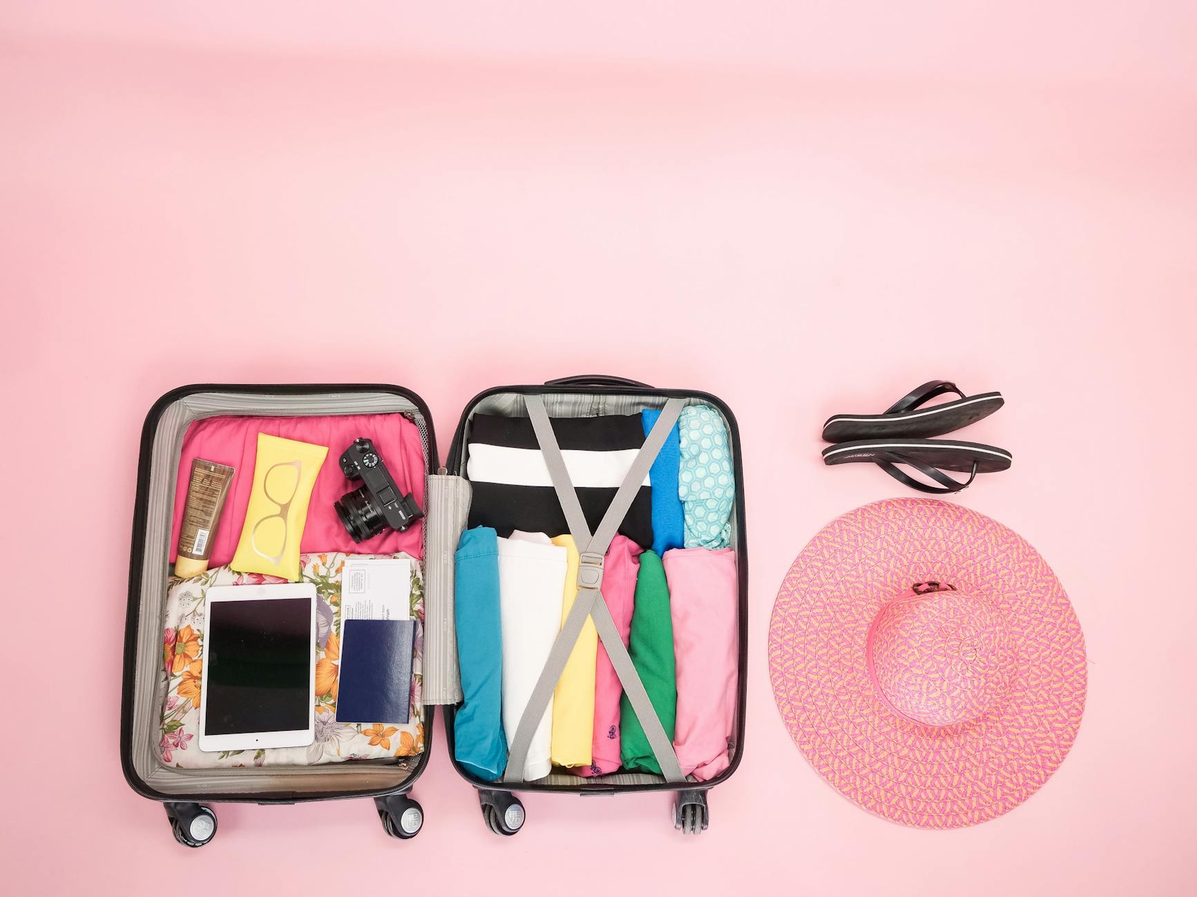 neatly packed open suitcase photo