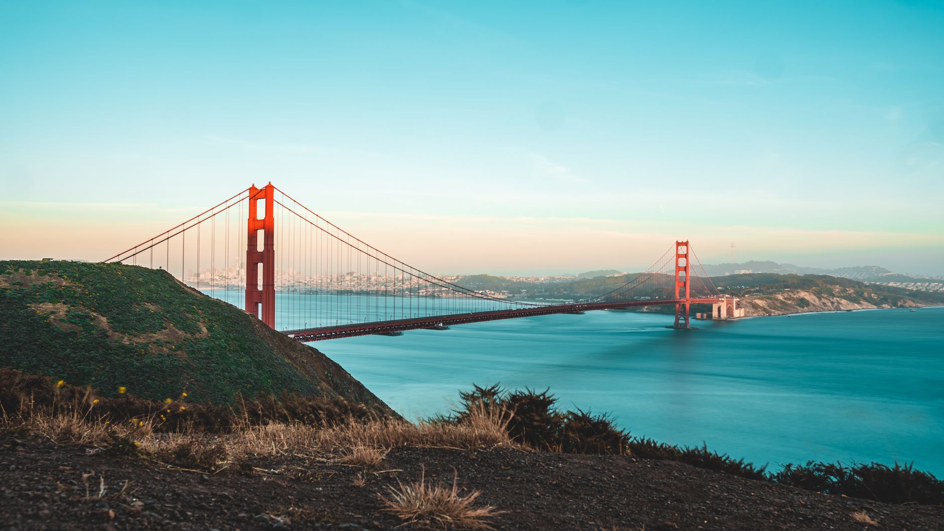 suspension bridge above ocean